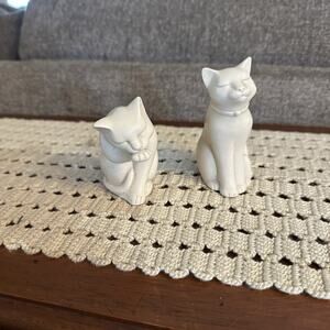 Vintage Eclipse Stone Casting Cat Figurines Made In Wales 1990s Set of 2
